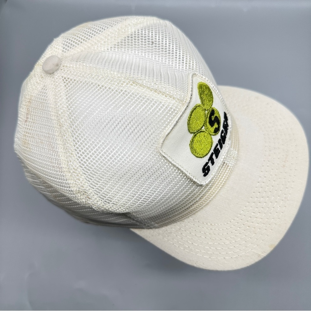 Vintage Steiger Tractors Mesh Snapback Hat White Green Logo – Farm Equipment Cap - Picture 6 of 6
